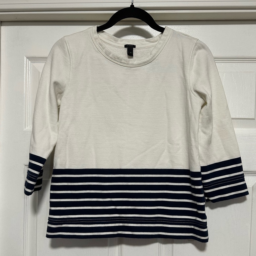 J. Crew White Blue Striped, Women's Sweater Shirt Size XS